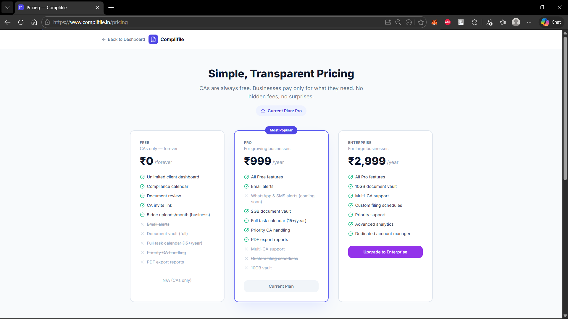 Pricing Page