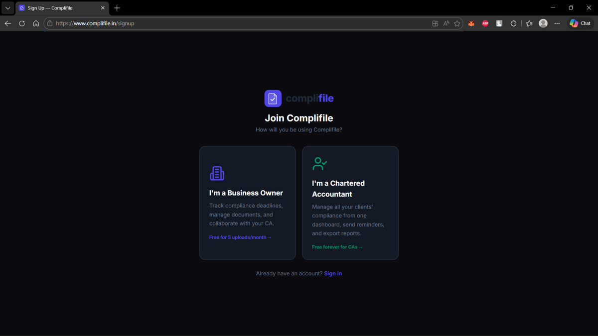 Signup Page